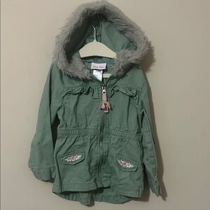 Little Lass Sage Jacket with Faux Fur Trim